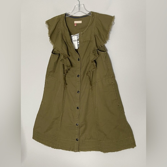 Anthropologie Pilcro Flutter-Sleeve Buttondown Tunic Dress - Picture 5 of 6